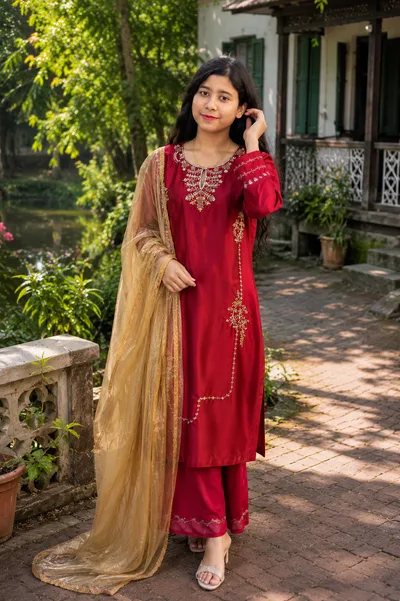 Premium PK-Inspired Sapphire Karchupi 3PC Set — Dresses — Dhaka, Bangladesh | AURAREM — view 3