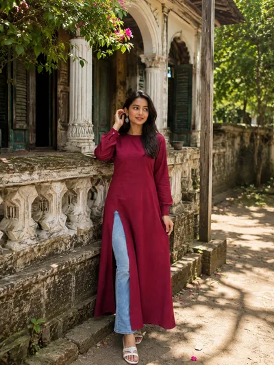 Premium High-Quality Full China Cotton long kurti — Kurtis — Dhaka, Bangladesh | AURAREM — view 2
