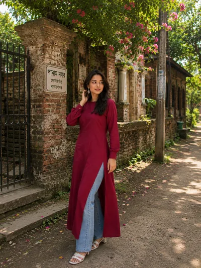 Premium High-Quality Full China Cotton long kurti — Kurtis — Dhaka, Bangladesh | AURAREM — view 3