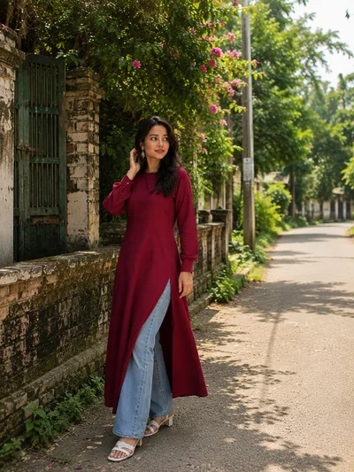 Premium High-Quality Full China Cotton long kurti — Kurtis — Dhaka, Bangladesh | AURAREM — view 4