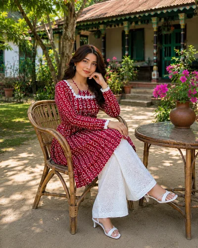 Elegant Maroon Printed Co-Ord Set — Kurtis — Dhaka, Bangladesh | AURAREM