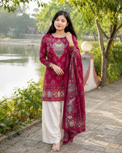 Premium Pure Cotton 3 Piece Pakistani Inspired Dress — Dresses — Dhaka, Bangladesh | AURAREM — view 2
