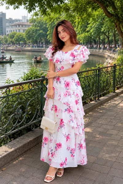 Soft China Georgette Long Dress — Dresses — Dhaka, Bangladesh | AURAREM