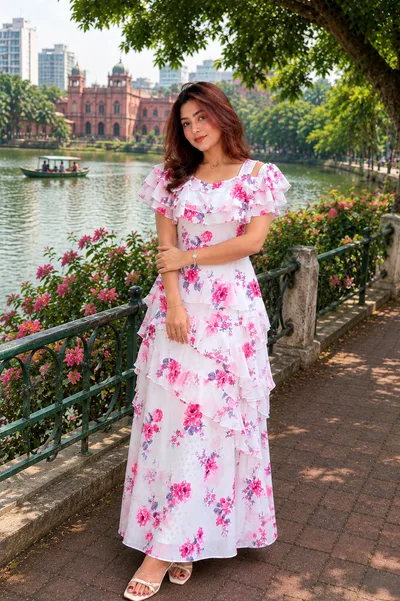 Soft China Georgette Long Dress — Dresses — Dhaka, Bangladesh | AURAREM — view 2