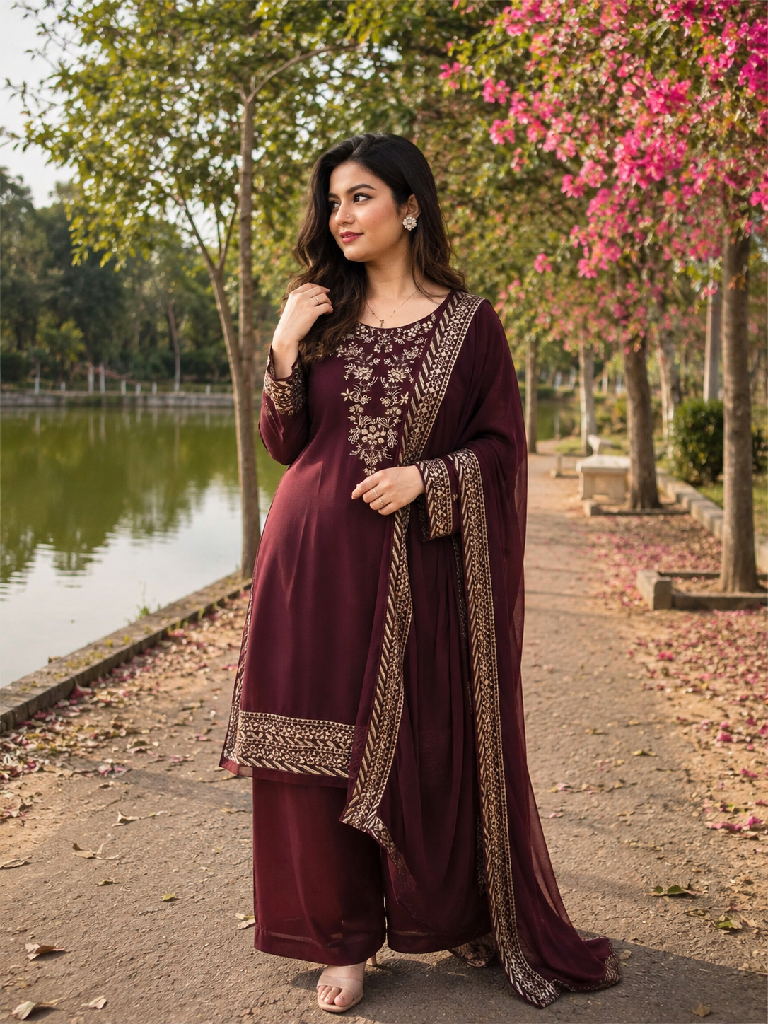 Premium 3-Piece Embroidery Set — Dresses — Dhaka, Bangladesh | AURAREM